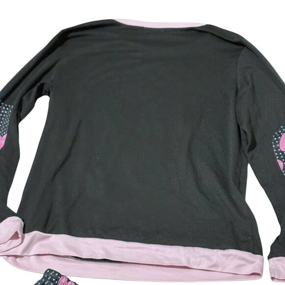 I Love Sleep Pajama Set - Long Sleeve Elbow Patch Top & Heart Dot Pants - Medium - Picture 12 of 16